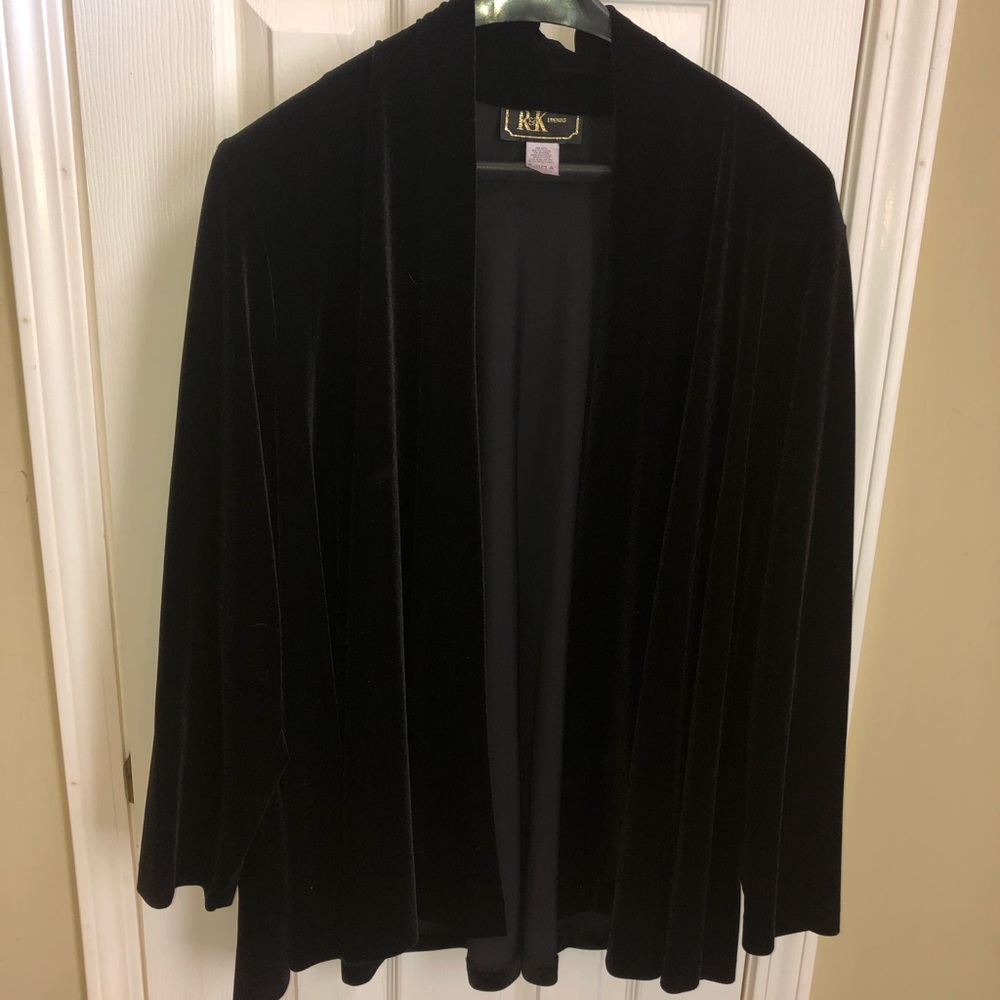 LUXURIOUS! Black Velvet Swing Jacket; XL